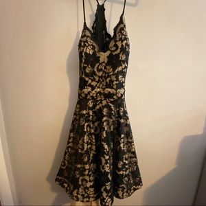 BLACK AND NUDE WINDSOR SKATER DRESS
